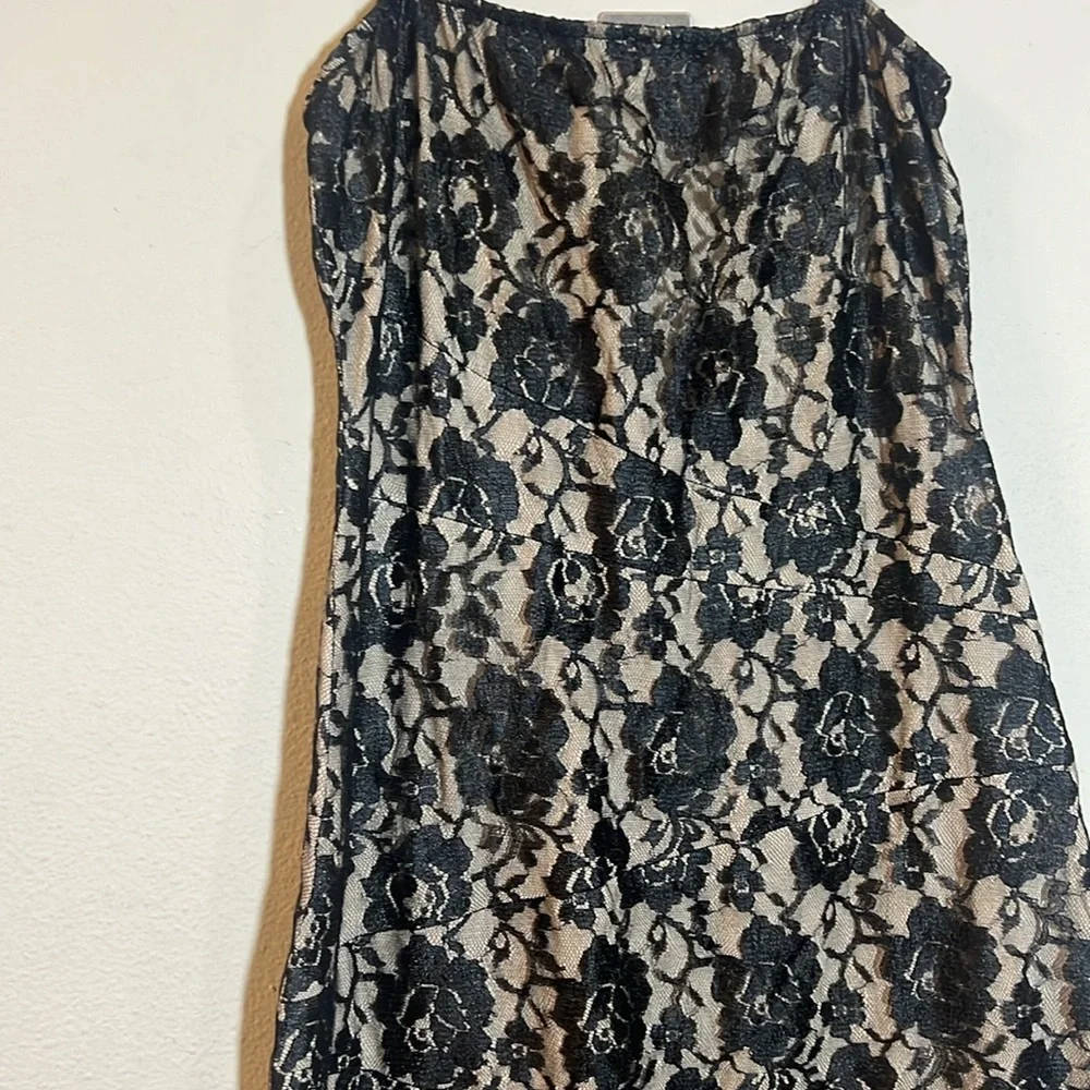 Maria Bianca Nero Floral Lace Overlay Dress Strapless Mini Y2K Medium